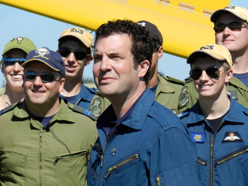 Rick Mercer stands with cadets