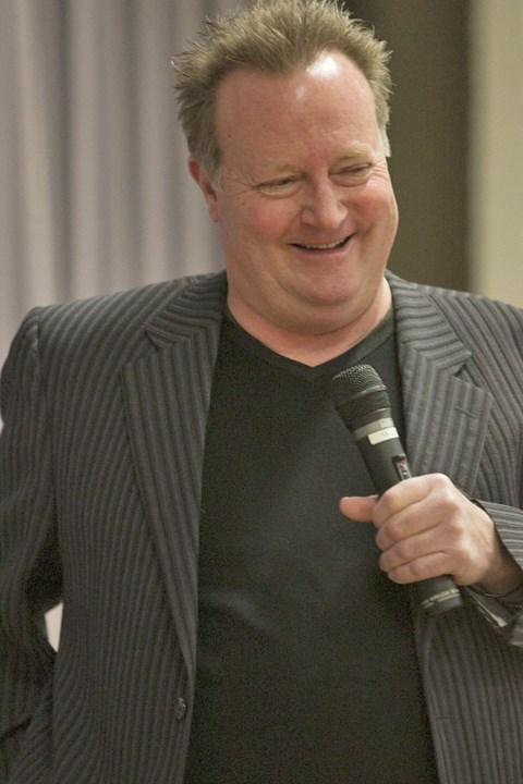 FUN-RAISER ó Comedian Jebb Fink performs his set during A Night of Comedy fundraiser for Sundre Minor Hockey at the Sundre Community Centre on Friday, Jan. 22. Organizers