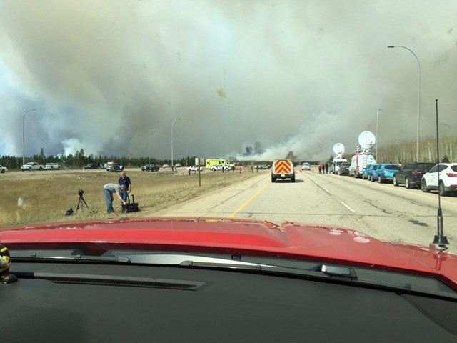 Five volunteer members of the Sundre Fire Department, including fire Chief Marty Butts, arrived in Fort McMurray on Friday afternoon. This is what they saw as they approached 