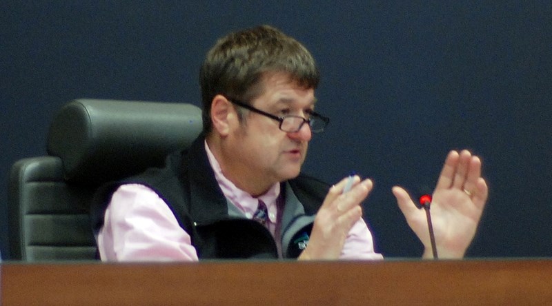 Coun. Paul Isaac asks questions on Monday, April 10 during a council discussion about whether to approve roughly $52,000 to hire a nationally accredited, objective, third