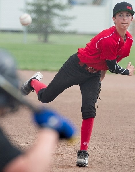 More than 150 players were registered in the Sundre Minor Ball Association this year. Here, Sundre peewee player Anthony Backstrom pitches the ball during a game against the