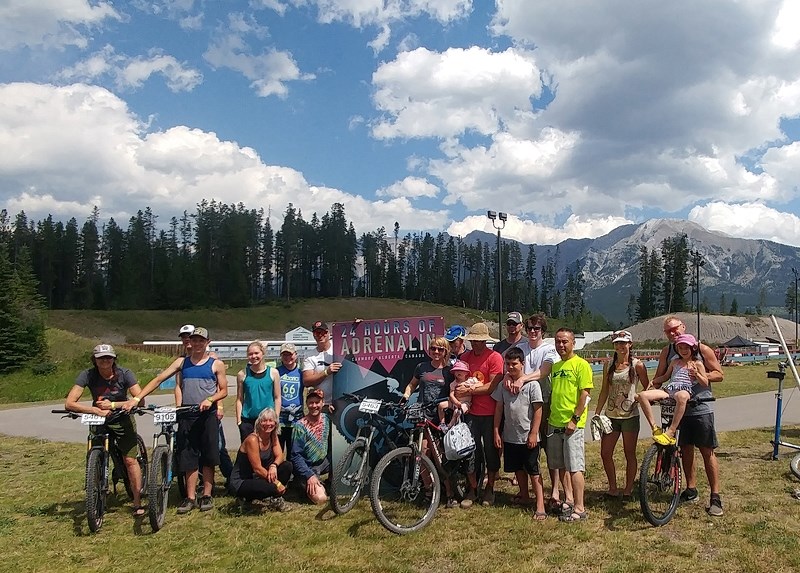 Members of three Sundre teams that recently participated in the 20th annual 24 Hours of Adrenalin in Canmore pose for a group shot.