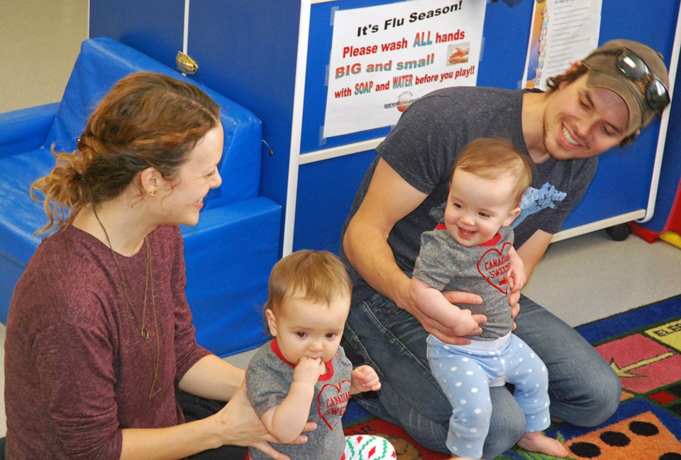 The weekly Wiggles and Giggles program at the Sundre Municipal Library, which is the result of a partnership with Sundre Parent Link, offers parents, guardians, aunts and