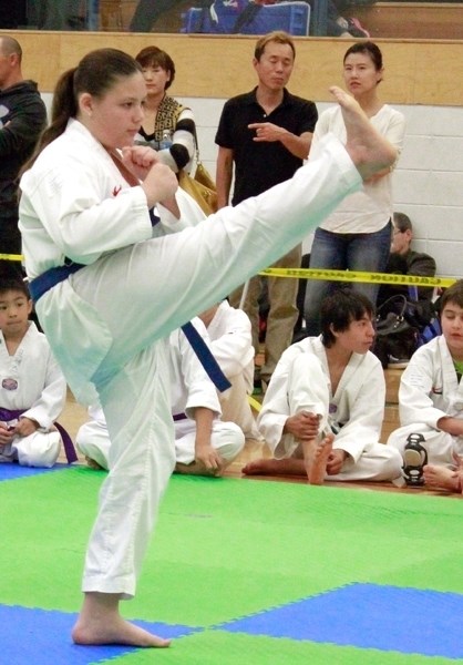 Orion Bonneville, 11, from Sundre, was among more than 100 competitors from the area and around the province who took part in the 22nd annual Mountain View Taekwondo