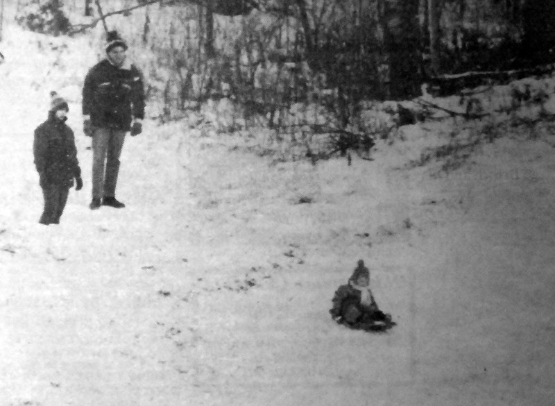 New Year&#8217;s Day in Sundre was a time for families to spend together. Pictured here are Mr. and Mrs. John Huey, who spent part of the afternoon on Jan. 1, 1989, pulling