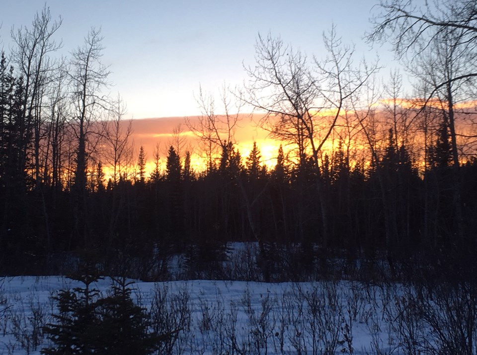 A spectacular Sundre sunset as seen from one of the walking trails along the banks of the Red Deer River on Tuesday, Jan. 16.