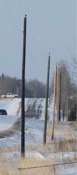 CAREA power poles looking north from the Eagle Hill Co-op.