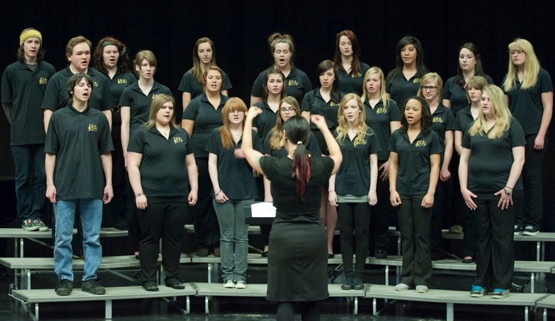 The Olds High School Choir performs How Like a Winter last Thursday afternoon at the TransCanada Theatre as part of the 29th annual Kiwanis Festival of the Performing Arts.