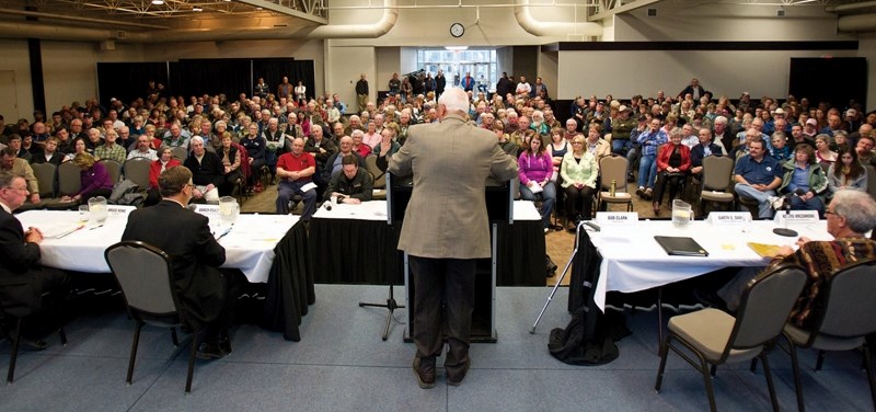 A crowd of about 400 people filled the Alumni Centre at Olds College last Wednesday for the debate.