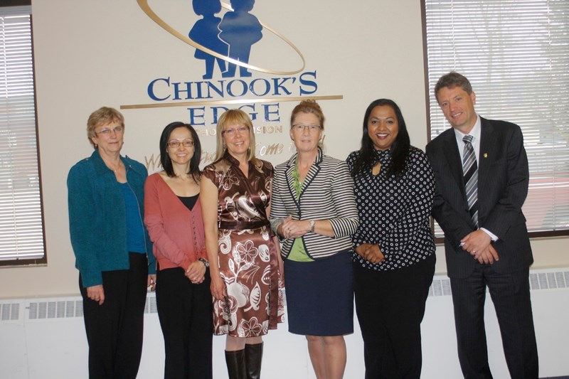 The four Chinook&#8217;s Edge School Division nominees for Excellence in Teaching awards at last week&#8217;s board meeting. Darleen Kusick (second from left)