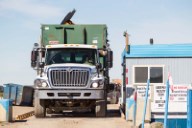 A truck goes over scales at the landfill site north of Didsbury