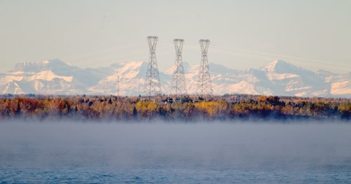 Fresh snow coats the Rocky Mountain range behind Gleniffer Lake on Oct. 4.