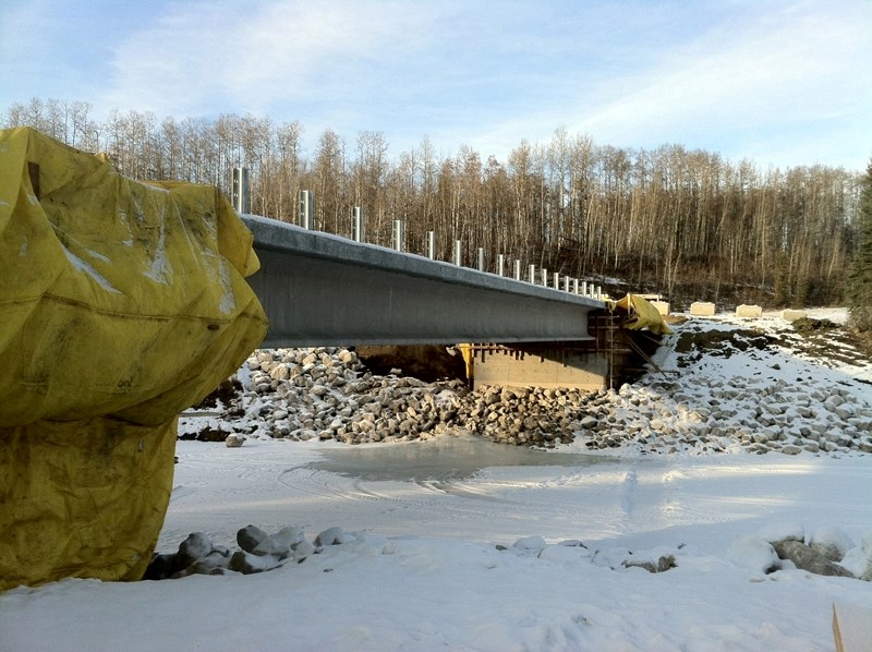 The bridge over the Little Red Deer River.