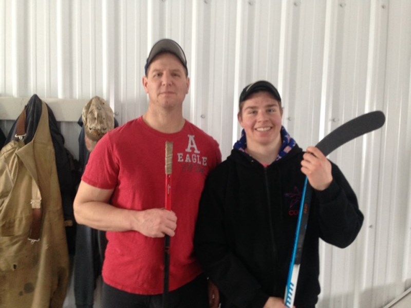 Raegen Kiem, right, is following in his father Robbin&#8217;s footsteps. Robbin, left, played for the Mountainview Colts junior B team back in 1994-95 while son Raegen is a