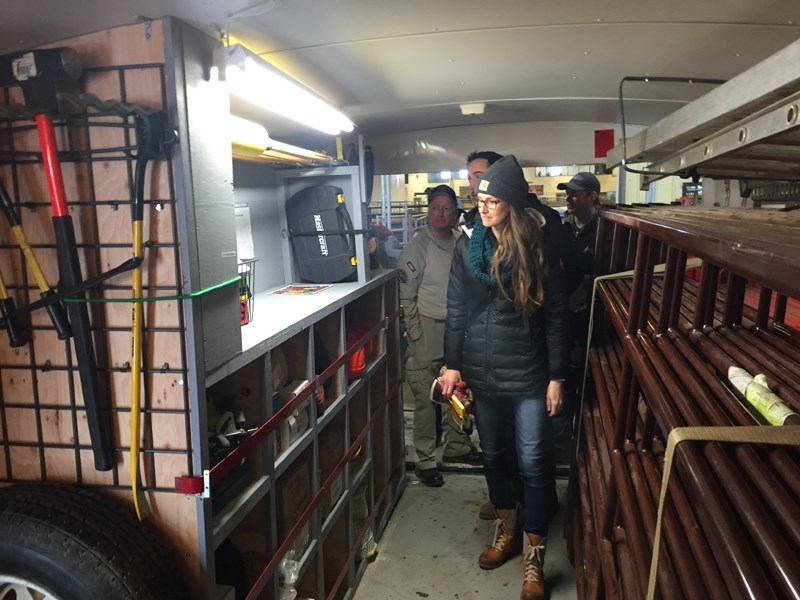 Delegates tour through the Red Deer County livestock response trailer during the Ranching Opportunities 2017 Conference at Olds College on Feb. 9.