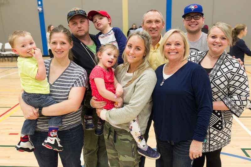 Family members of Natasha Neilson Cameron in between games at the memorial basketball tournament on Feb. 17.