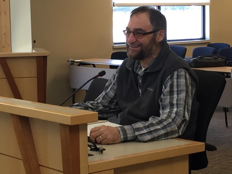 Grant Lastiwka, with Alberta Agriculture in Olds, speaks with the Mountain View County agricultural services board.