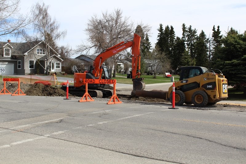 Road crews are busy working on 20th Avenue in Didsbury removing the sidewalks in preparation for street widening and other improvements as part of the 20th Avenue