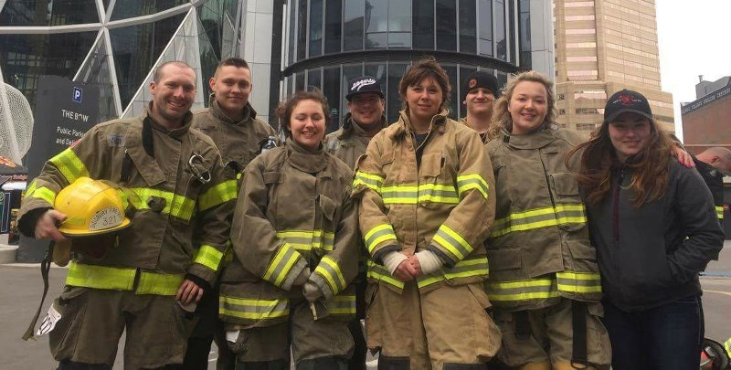 Didsbury firefighters (left to right) David Smith, Kyray Falk, Allyson Dunn, Matthew Code, Kayley Ruzycki, Austin Milljour, Becca Field and Mikaela Manser took part in the