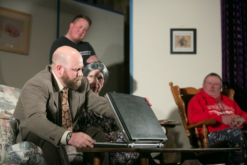 Mountain View Theatre Project members perform Killed to Death at the Didsbury Elks Hall on Dec. 2.