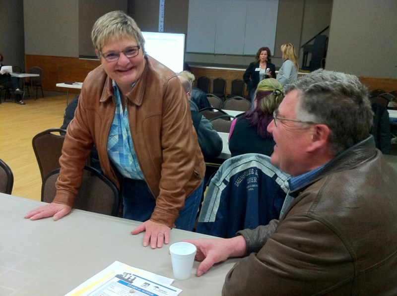 Liz Negropontes and Paddy Munro visit during last week&#8217;s open house.