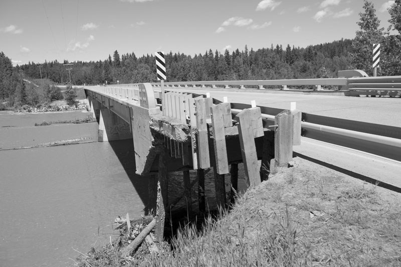 The damaged Garrington Bridge west of Bowden.