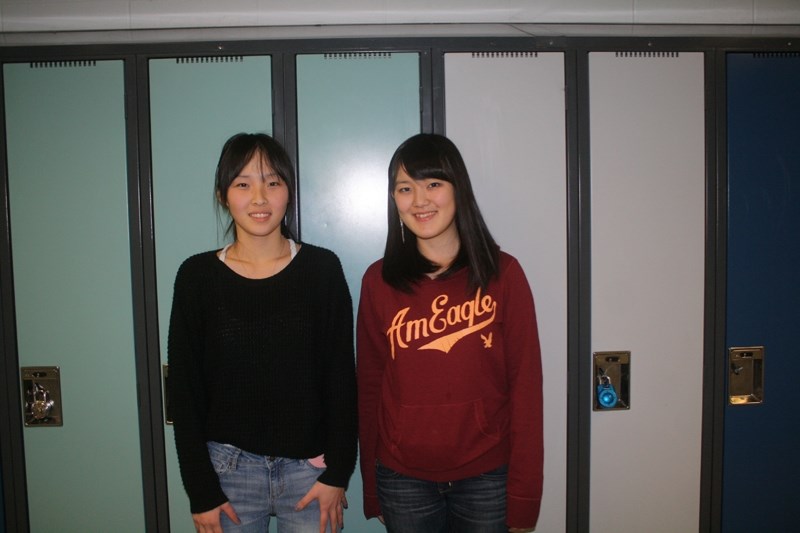 Risa Shiota and Momoko Asano are two students spending the year studying in Chinooks Edge schools