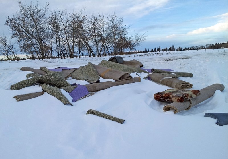 Rubbished dumped in Red Deer County.