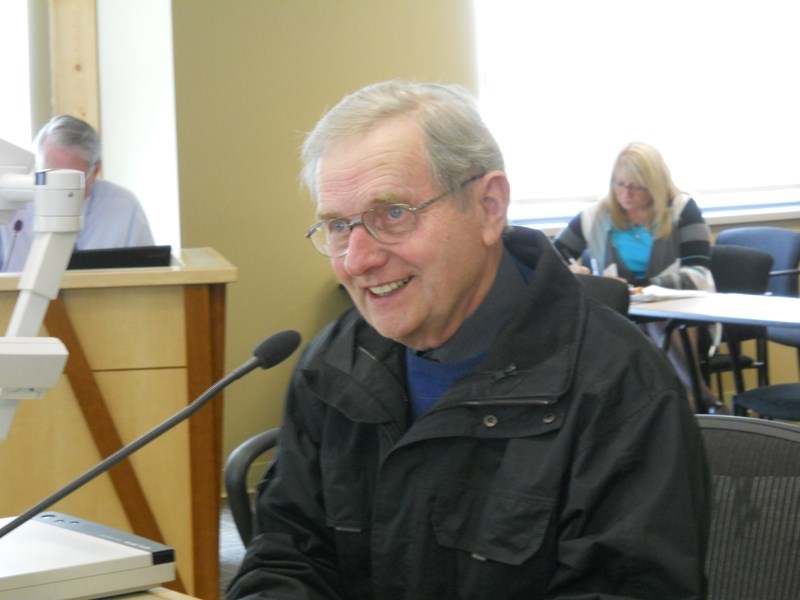 Foundation spokesperson Clem Kuelker speaks to committee members.