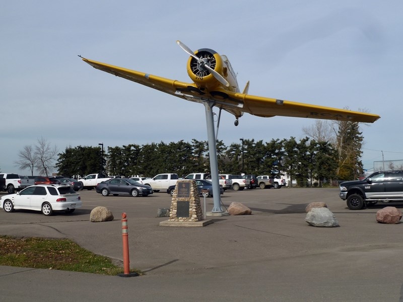 The North American Harvard 370 aircraft site at the Red Deer Airport&#8217;s terminal entrance will have a plaque at its base next year with all the names inscribed of people 