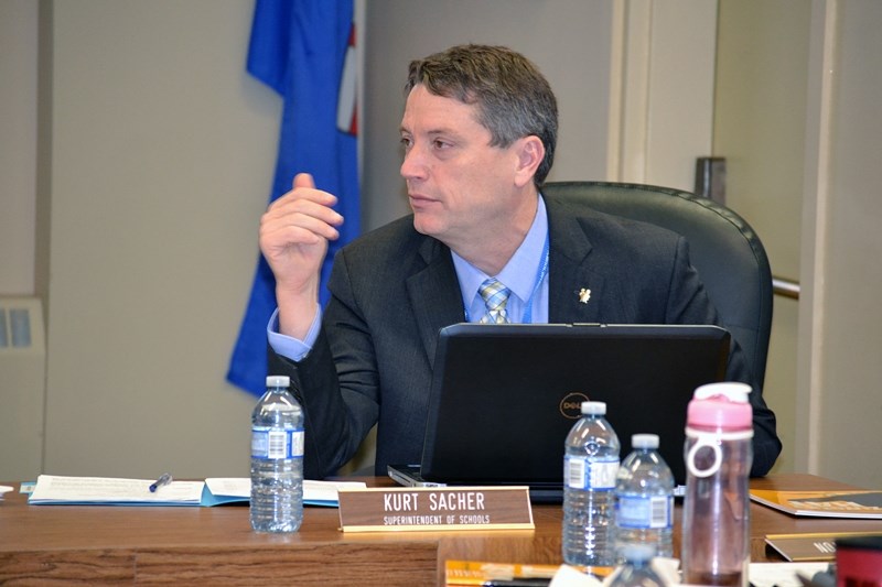 Kurt Sacher, superintendent of schools for Chinook&#8217;s Edge School Division, at a board meeting on Dec. 9.