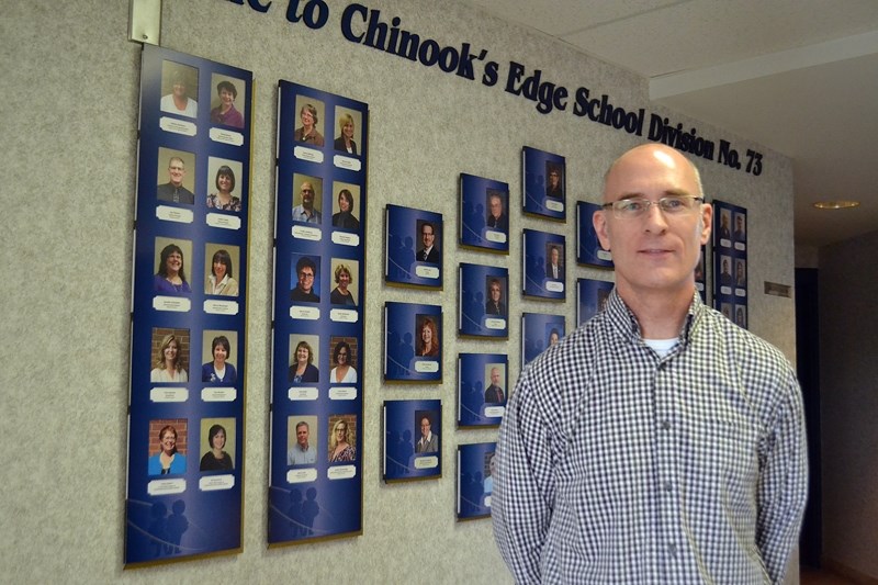 Daryl Brown, principal at Gasoline Alley Career High School, during a recent visit to Chinook&#8217;s Edge School Division central office in Innisfail.