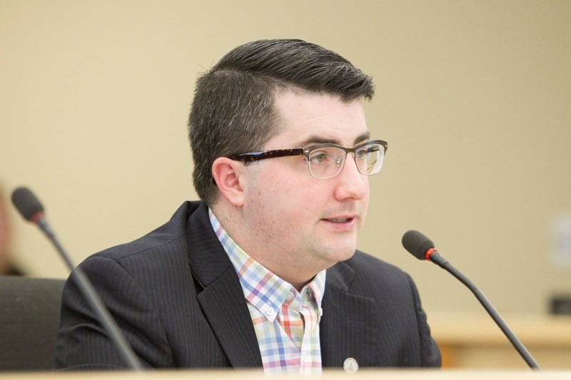 Nathan Cooper, Wildrose MLA for Olds-Didsbury-Three Hills, speaks with Mountain View County councillors at the recent council meeting.