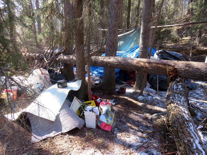 A homeless camp found in the county that contained a wide assortment of items, many of them containing ample evidence of stolen property.