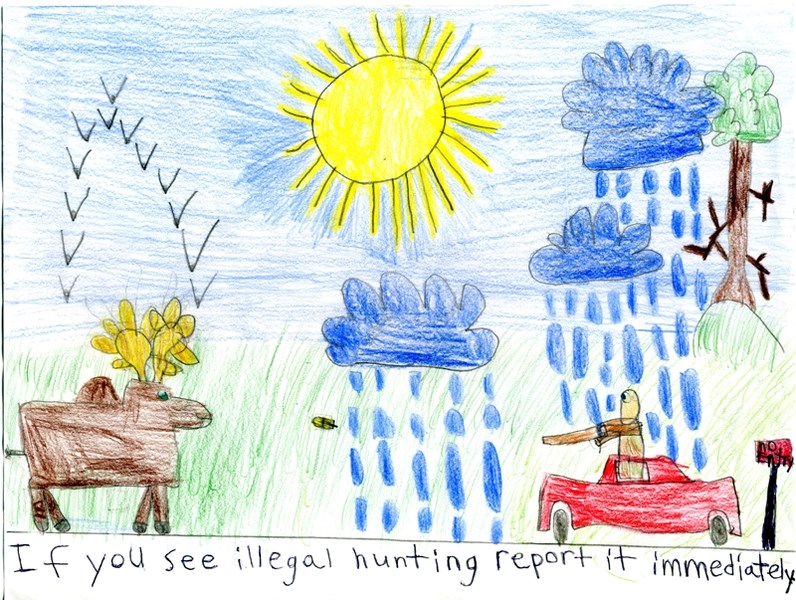 Reed Ranch School Grade 4 student Landon Erick&#8217;s message is clear in this first-place poster contest winner sponsored by Olds Rural Crimewatch Association.