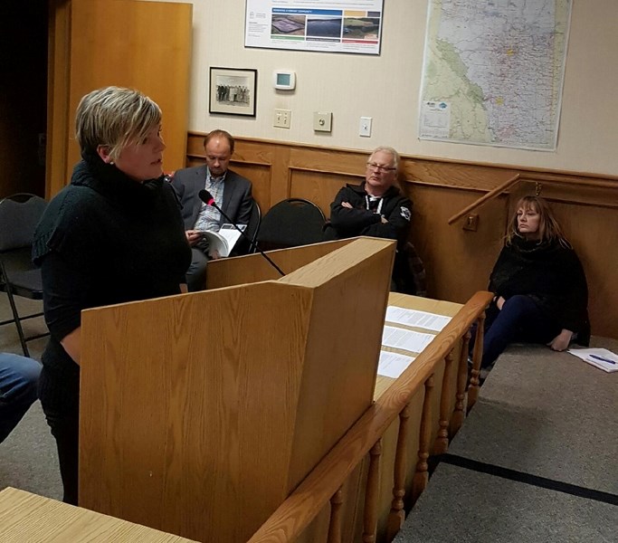 Nicole Aasen, manager of community services, speaks with councillors about the plans for the Memorial Complex grounds project at the Nov. 22 regularly scheduled council