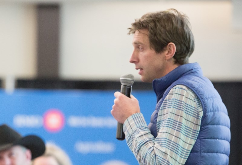 Assar Grinde of Blindman Beef speaks during a producer panel on consumer verification programs at the Ranching Opportunities conference at the Alumni Centre on the Olds