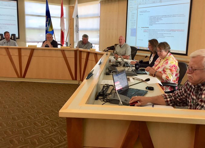 Mountain View County councillors take part in the June 13 council meeting.