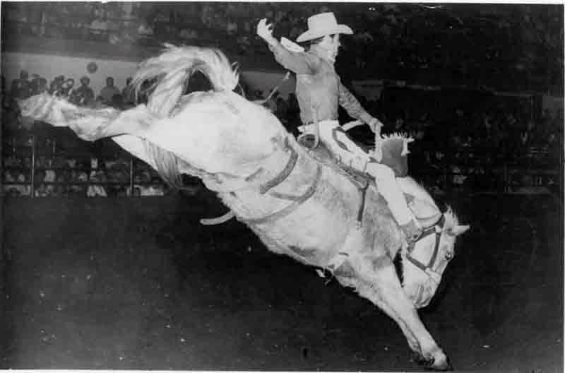 Ivan Daines, who won three consecutive steer riding titles at the Calgary Stampede between 1959 and 1961, was recognized with a Pioneers of Rodeo Award.