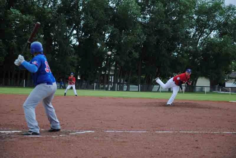 Indians pitcher Jay Kirkham delivers during the Tribe&#8217;s 3-2 win over Beiseker on July 22.