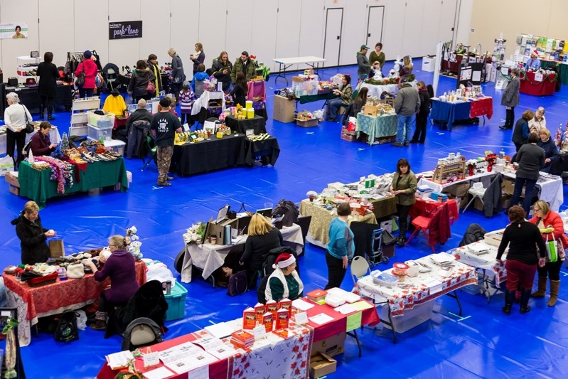 Trade show patrons brouse the indoor Penhold &#038; District Museum Cookie Walk on Nov. 29.