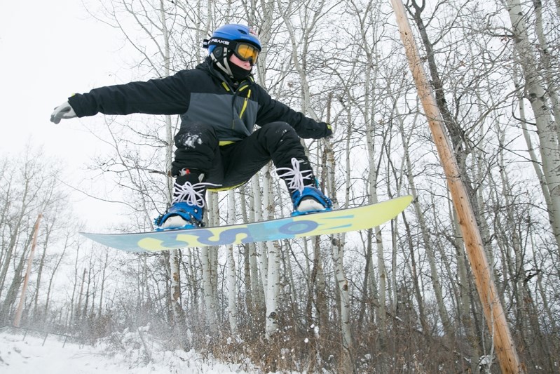 Nathan Downs gets air off a jump.