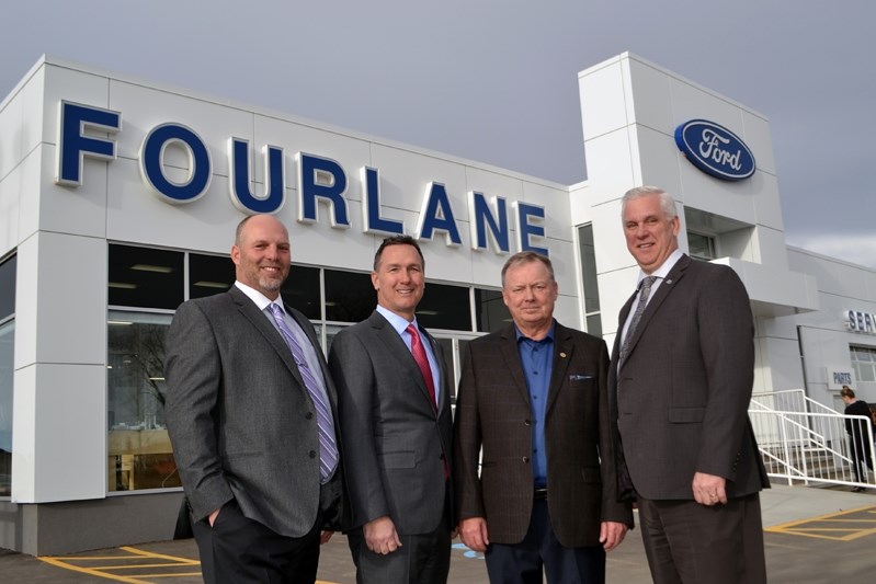 Innisfail&#8217;s Fourlane Ford dealership held its grand opening for its new multi-million dollar expansion in grand style on April 5, and Ford Canada&#8217;s top executives 