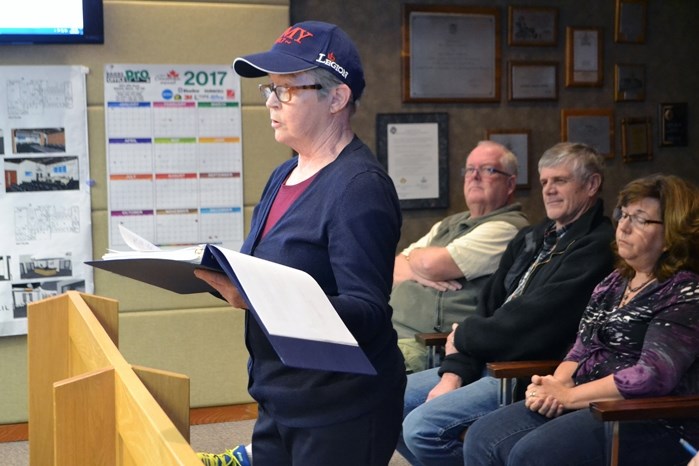 Mary Flemming, a spokesperson for Citizens for Innisfail, makes a presentation to town council on April 10 on behalf of the group. She told council her group is not