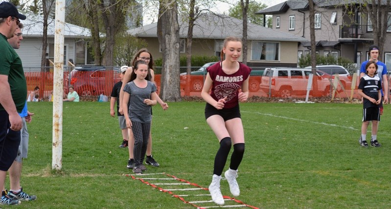 Members of the Innisfail Minor Football Association began spring training in early May. Teams at the atom, peewee and bantam levels will again include both boys and girls