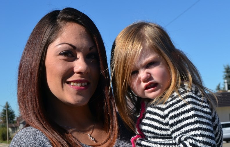 Event organizer Kristen Spatz and her two-year-old daughter Crimson.