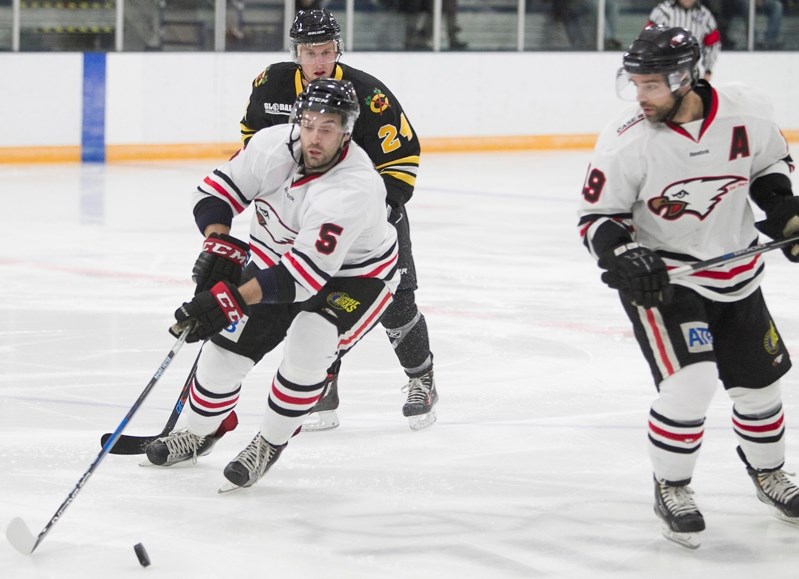 Innisfail Eagles&#8217; Caylan Walls skates down the ice during the Eagles game agasinst the Fort Saskatchewan Chiefs on Oct. 20.