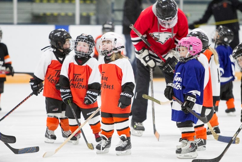 Innisfail Tim Hortons Eaglets members practise on Nov. 3.