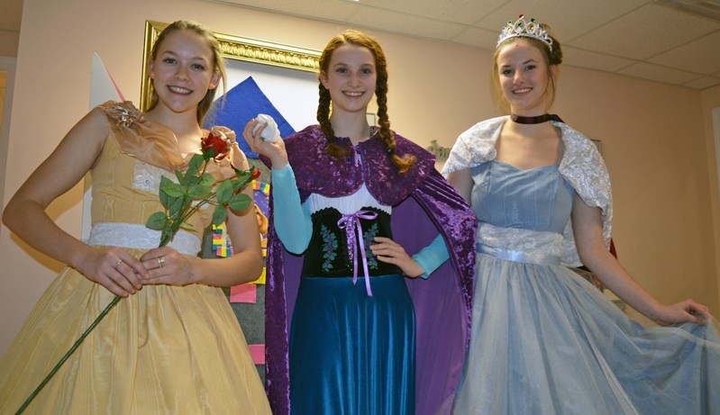 Dancers with Joy&#8217;s School of Dance prepare for their Princess Tea at the Innisfail Library/Learning Centre on Dec. 16 at 2 p.m. From left are Brenna Teertstra, Brynn