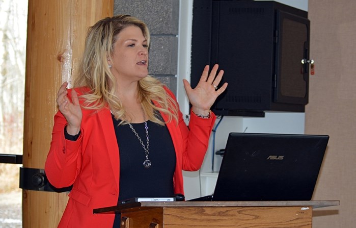 Dr. Jody Carrington, of Olds, speaks to area residents, including parents, caregivers, and daycare providers during a presentation at the Innisfail Library/Learning Centre on 